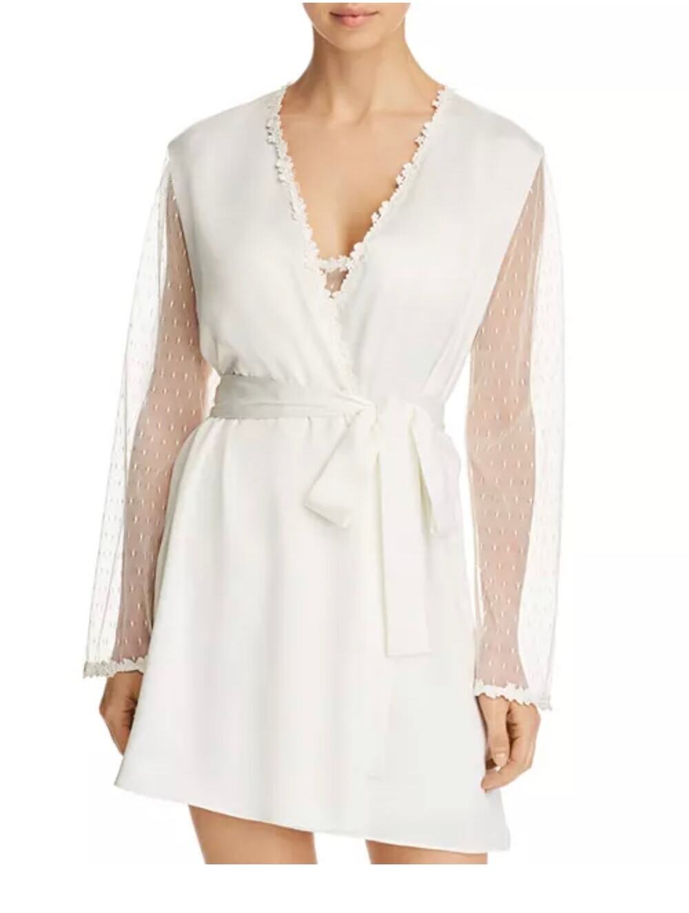 Flora Nikrooz Showstopper Charmeuse Cover-Up Robe White Size Small